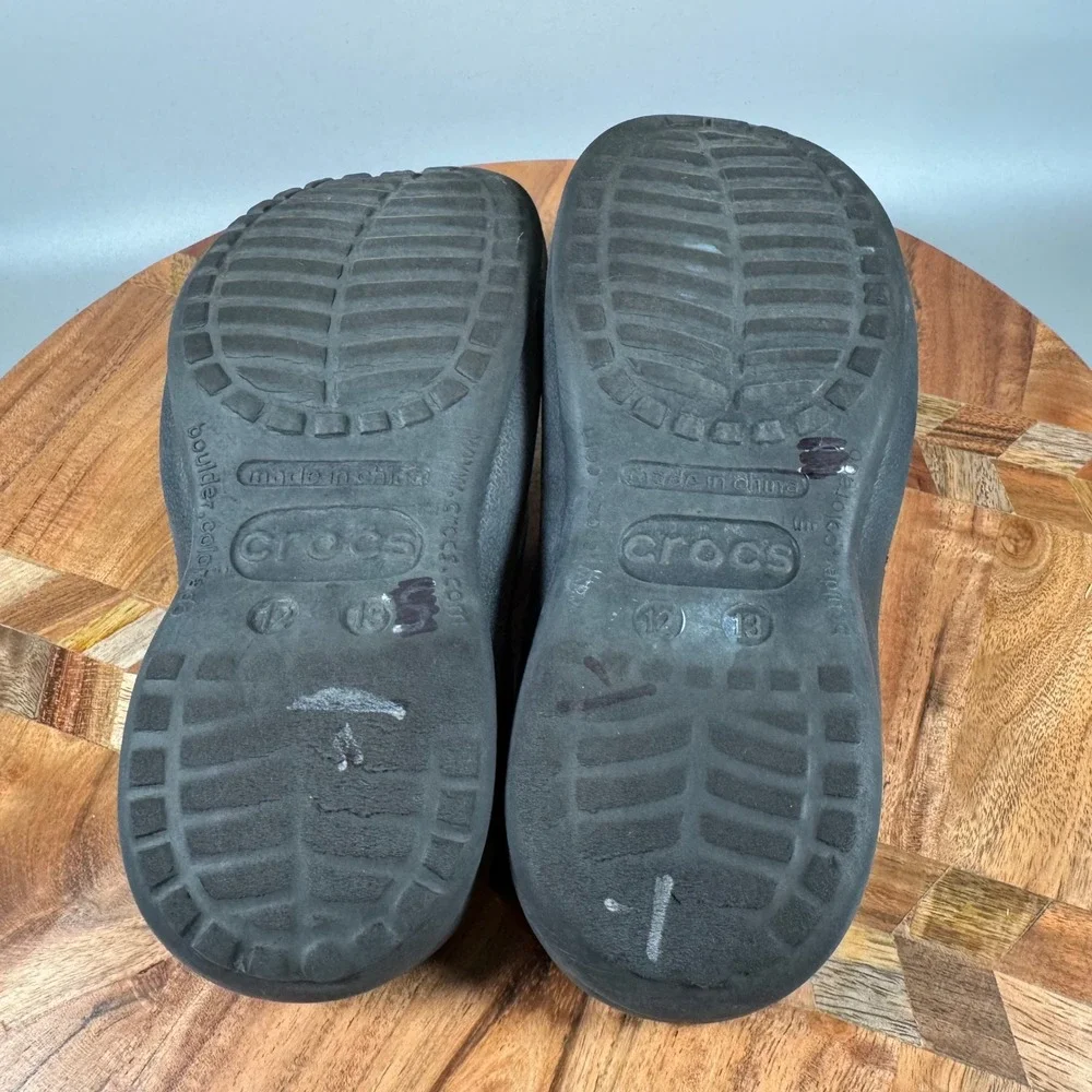 Crocs Kids Flip Flops Black Thong‎ Sandals Toddler Size 12 13